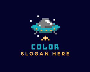 Pixel UFO Space Logo