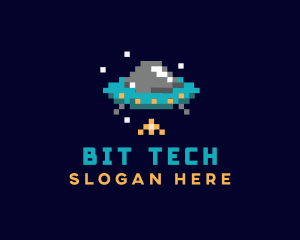 Pixel UFO Space logo design