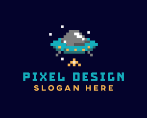 Pixel UFO Space logo design