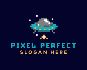 Pixel UFO Space logo design