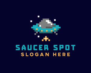 Saucer - Pixel UFO Space logo design