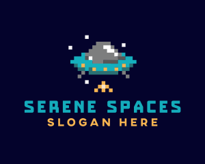 Pixel UFO Space logo design