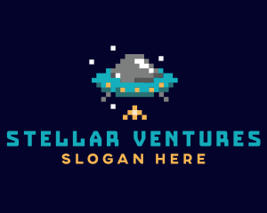 Pixel UFO Space logo design