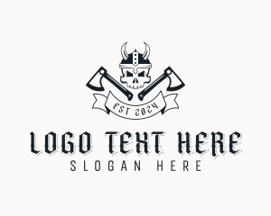 Mercenary - Viking Skull Warrior logo design