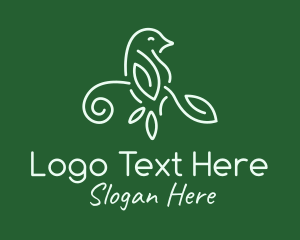 Bird - Leaf Bird Outline logo design