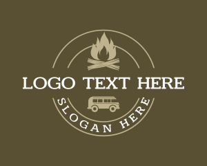 Tourism - Camping Fire Van Travel logo design