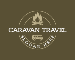 Caravan - Camping Fire Van Travel logo design