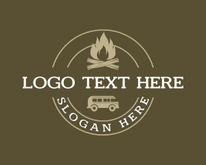 Recreational Vehicle - Camping Fire Van Travel logo design