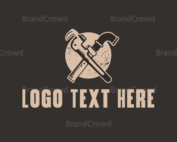 Rustic Wrench Pipe Tool Logo