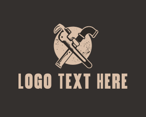 Tool - Rustic Wrench Pipe Tool logo design