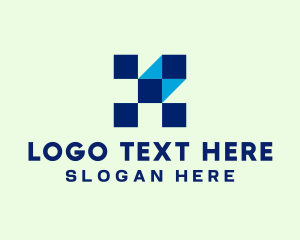 Cube - Blue Letter X Squares logo design