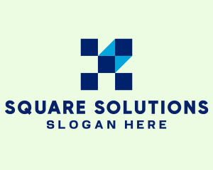 Squares - Blue Letter X Squares logo design