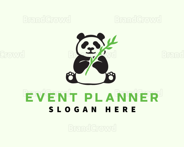 Panda Bamboo Animal Logo