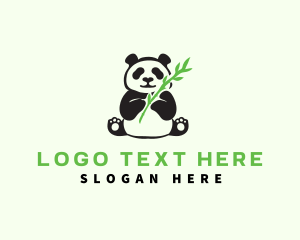 Ursidae - Panda Bamboo Animal logo design