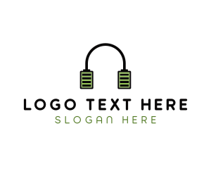 Podcast - Audio Headphones Battery logo design