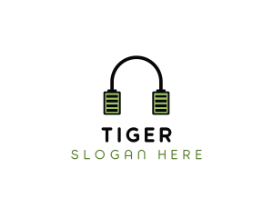 Podcast - Audio Headphones Battery logo design