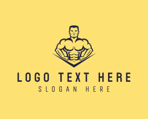 Muscular - Strong Muscle Gym logo design