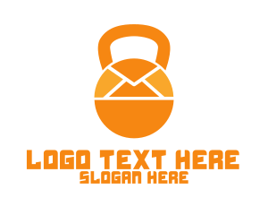 Physical Training - Orange Kettlebell Mail logo design