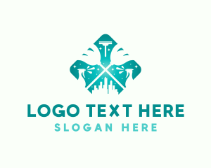 Maintenance - Housekeeping Cleaning  Building logo design