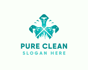 Housekeeping Cleaning  Building logo design