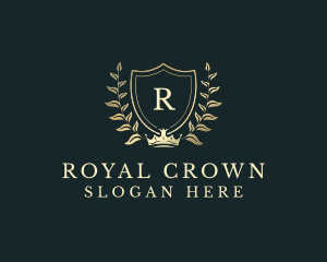 Crown Shield Wreath logo design