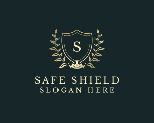 Crown Shield Wreath logo design