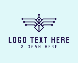 Winged - Digital Tech Wings logo design