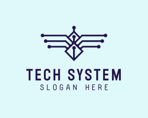 System - Digital Tech Wings logo design