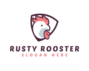 Rooster Chicken Shield logo design