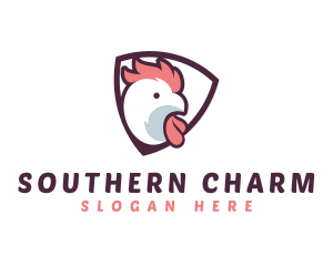 Rooster Chicken Shield logo design