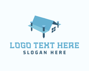 Construction - House Roof Nail logo design
