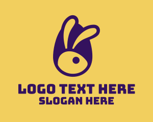 Kids Party - Violet Easter Rabbit logo design