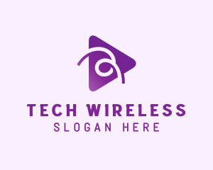 Wireless - Wireless Play Button logo design