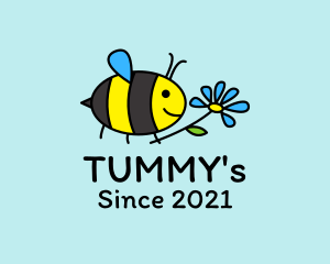Nursery - Cute Bee Flower Cartoon logo design