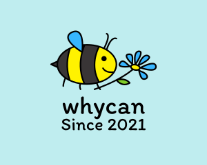 Daycare Center - Cute Bee Flower Cartoon logo design