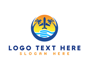 Travel Agency - Flying Plane Beach logo design