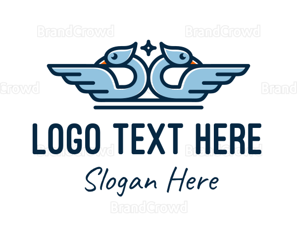 Symmetrical Dove Wings Logo