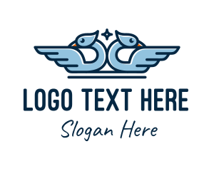 Swan - Symmetrical Dove Wings logo design