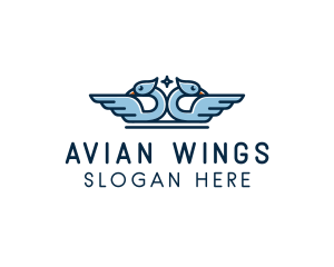 Symmetrical Dove Wings logo design