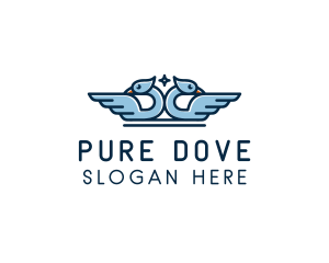 Symmetrical Dove Wings logo design