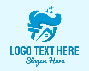 Cleaning - Blue House Sweep logo design