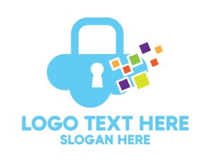 Multicolor Cloud Lock logo design