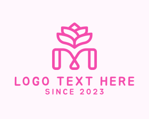 Flower Shop - Pink Lotus Letter M logo design