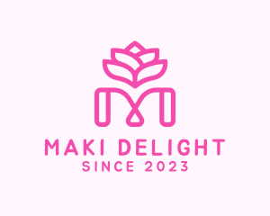 Pink Lotus Letter M logo design