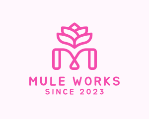 Pink Lotus Letter M logo design