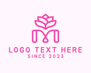 Naturalist - Pink Lotus Letter M logo design