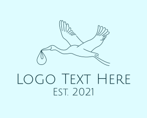 Wild Animal - Baby Delivery Stork Bird logo design