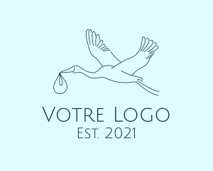 Blue - Baby Delivery Stork Bird logo design