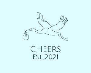 Aviary - Baby Delivery Stork Bird logo design