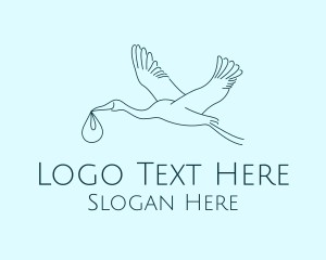 Baby Delivery Stork Bird Logo